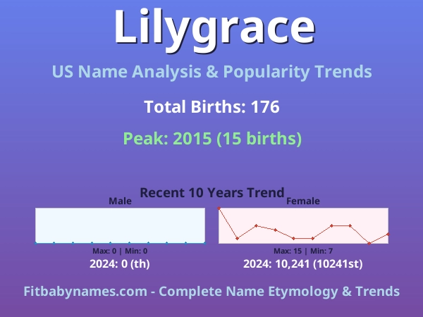 Infographic: Lilygrace name meaning, origin, and popularity trends in the United States (US baby name analysis chart)