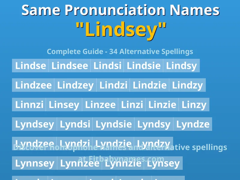 Infographic: Lindsey same pronunciation names, similar names, and homophone names