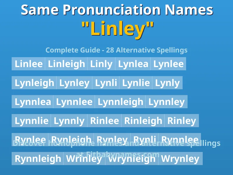 Infographic: Linley same pronunciation names, similar names, and homophone names