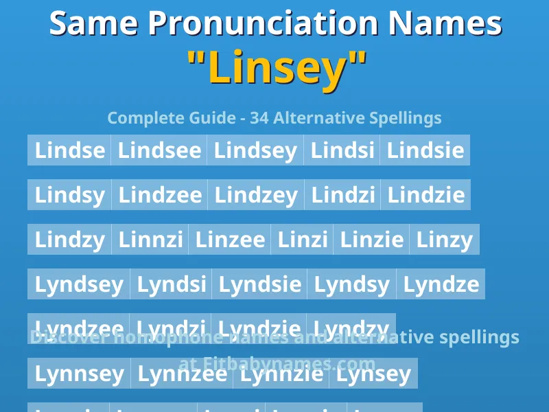 Infographic: Linsey same pronunciation names, similar names, and homophone names
