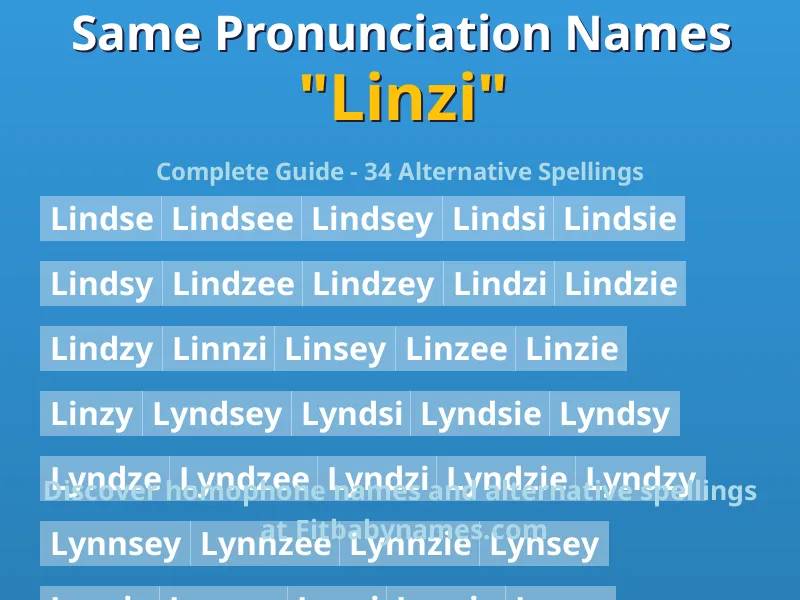 Infographic: Linzi same pronunciation names, similar names, and homophone names