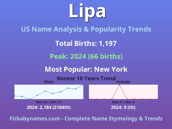 Infographic: Lipa name meaning, origin, and popularity trends in the United States (US baby name analysis chart)