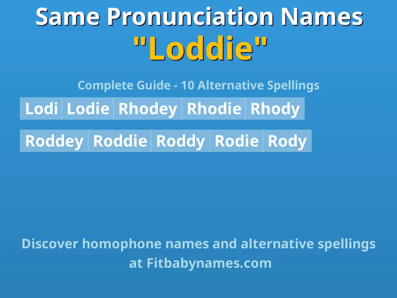 Infographic: Loddie same pronunciation names, similar names, and homophone names