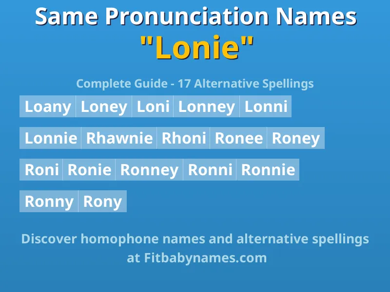 Infographic: Lonie same pronunciation names, similar names, and homophone names