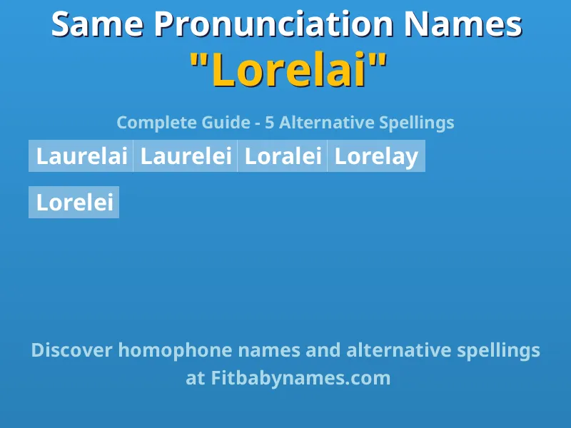 Infographic: Lorelai same pronunciation names, similar names, and homophone names