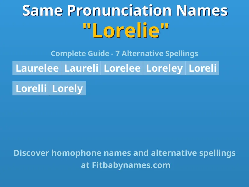 Infographic: Lorelie same pronunciation names, similar names, and homophone names