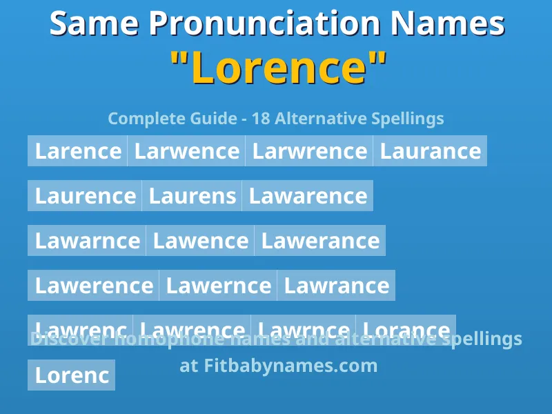 Infographic: Lorence same pronunciation names, similar names, and homophone names