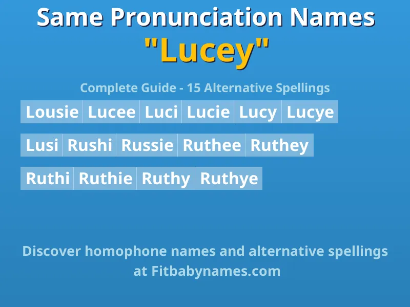 Infographic: Lucey same pronunciation names, similar names, and homophone names
