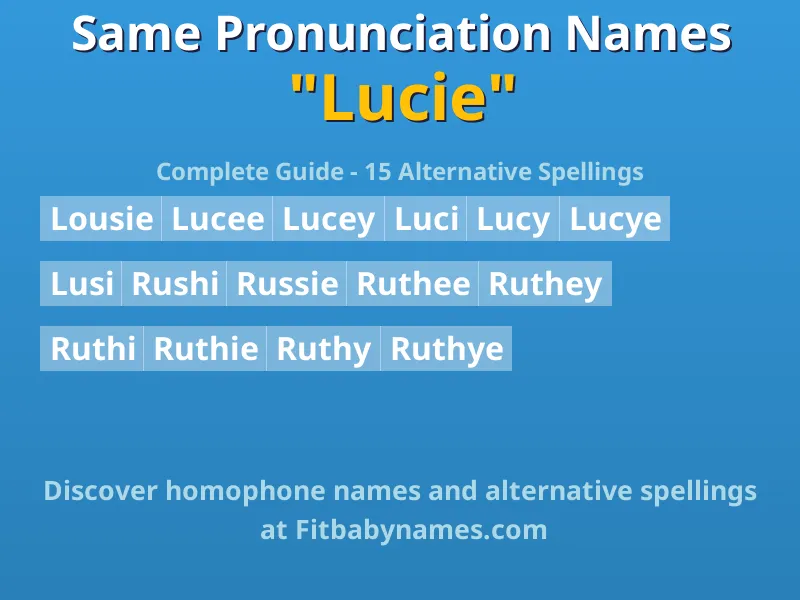 Infographic: Lucie same pronunciation names, similar names, and homophone names