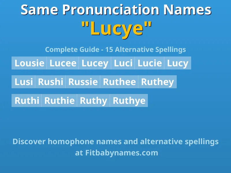 Infographic: Lucye same pronunciation names, similar names, and homophone names