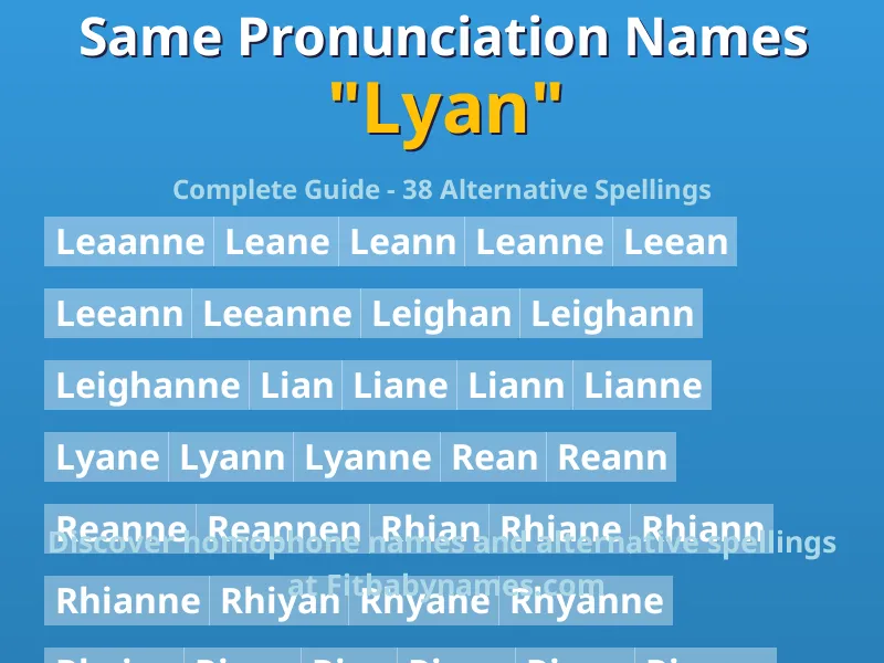 Infographic: Lyan same pronunciation names, similar names, and homophone names
