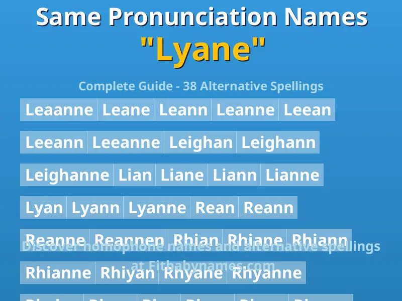 Infographic: Lyane same pronunciation names, similar names, and homophone names