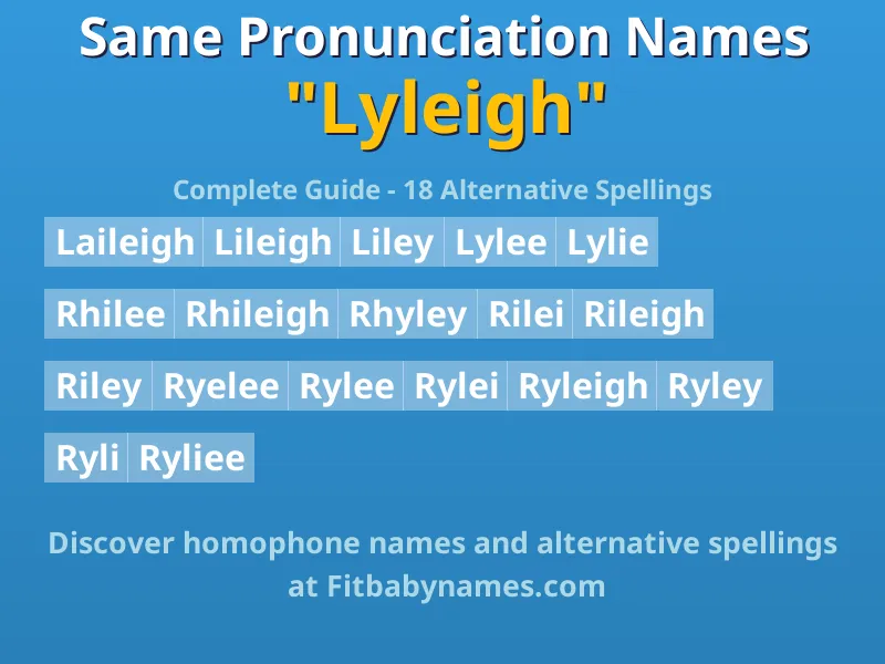 Infographic: Lyleigh same pronunciation names, similar names, and homophone names