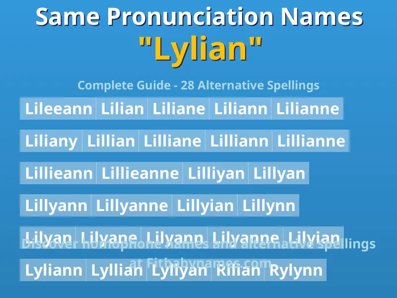 Infographic: Lylian same pronunciation names, similar names, and homophone names