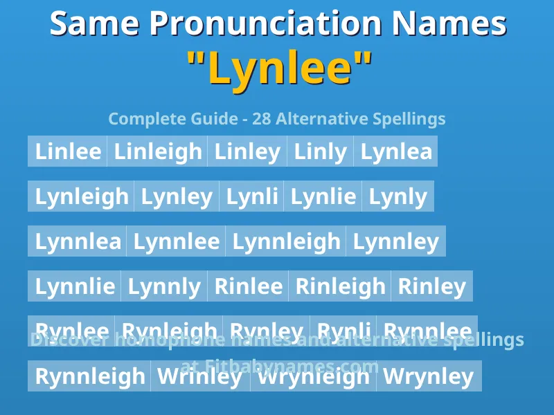 Infographic: Lynlee same pronunciation names, similar names, and homophone names