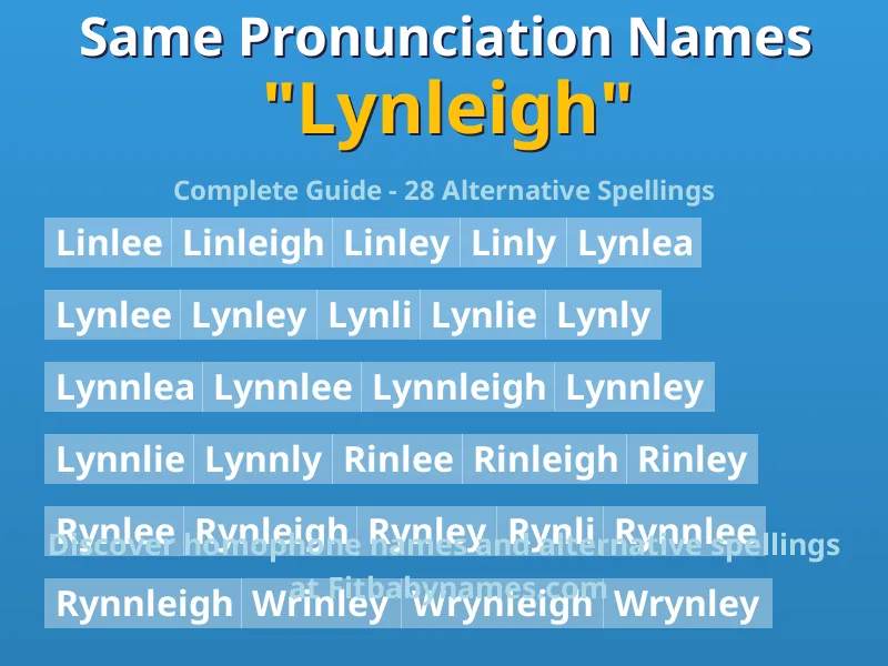 Infographic: Lynleigh same pronunciation names, similar names, and homophone names