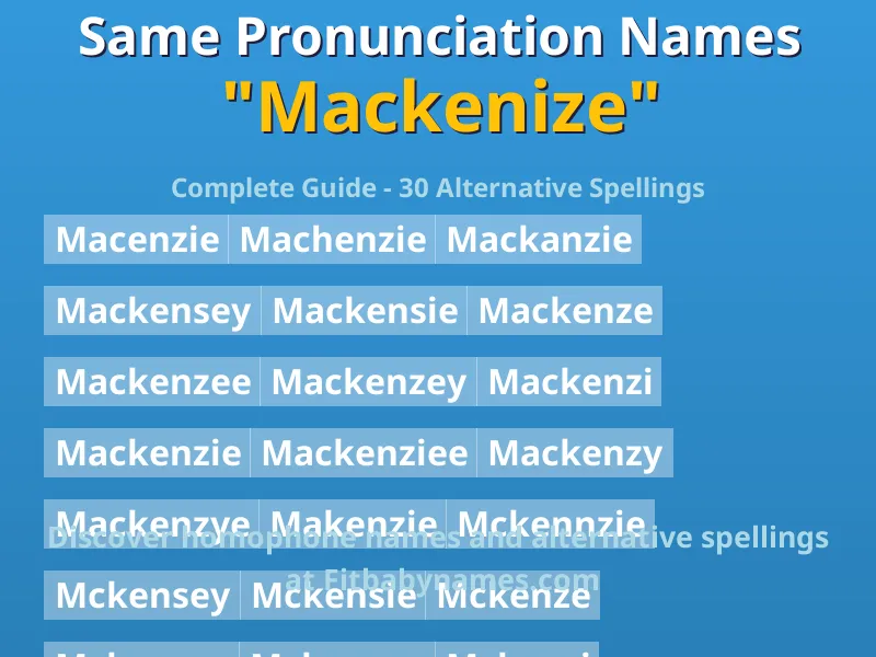 Infographic: Mackenize same pronunciation names, similar names, and homophone names