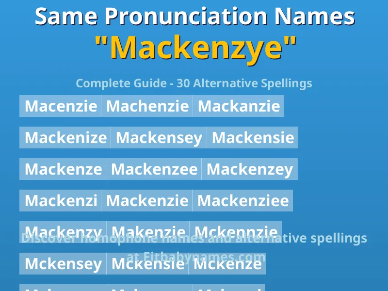 Infographic: Mackenzye same pronunciation names, similar names, and homophone names