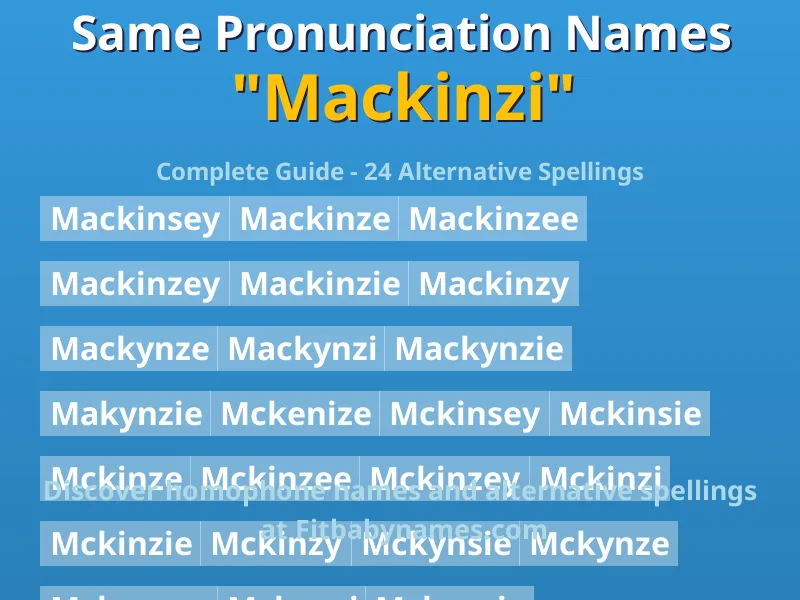 Infographic: Mackinzi same pronunciation names, similar names, and homophone names