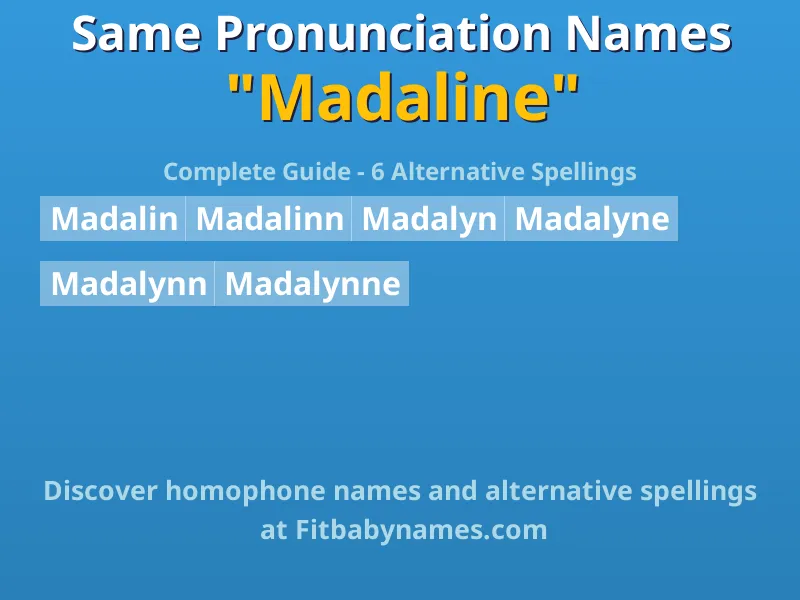 Infographic: Madaline same pronunciation names, similar names, and homophone names