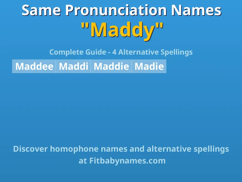Infographic: Maddy same pronunciation names, similar names, and homophone names