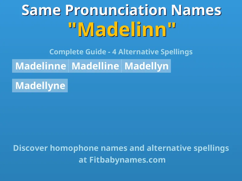 Infographic: Madelinn same pronunciation names, similar names, and homophone names