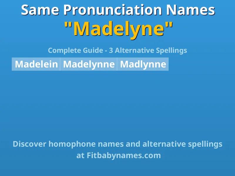 Infographic: Madelyne same pronunciation names, similar names, and homophone names