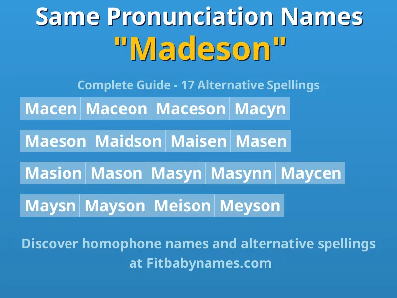 Infographic: Madeson same pronunciation names, similar names, and homophone names