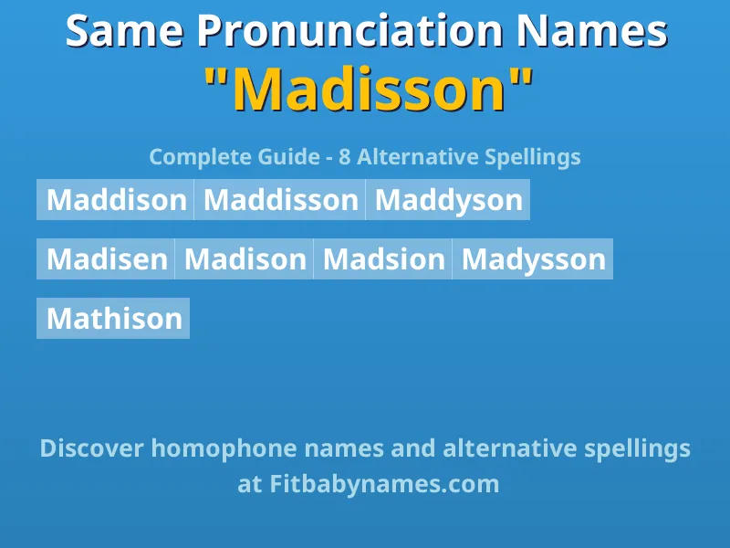 Infographic: Madisson same pronunciation names, similar names, and homophone names