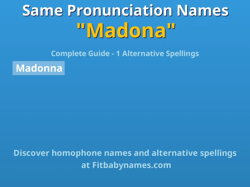 Infographic: Madona same pronunciation names, similar names, and homophone names