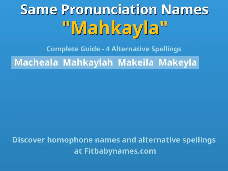Infographic: Mahkayla same pronunciation names, similar names, and homophone names