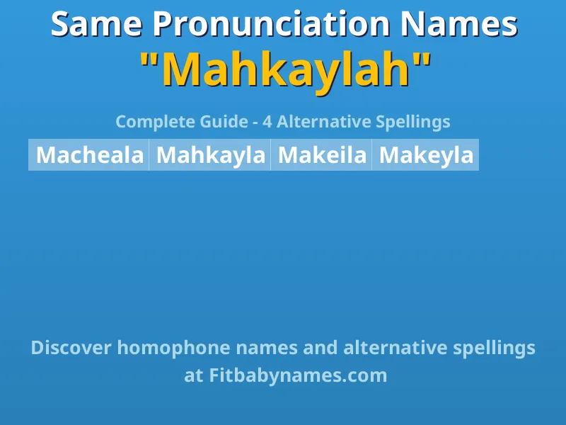 Infographic: Mahkaylah same pronunciation names, similar names, and homophone names