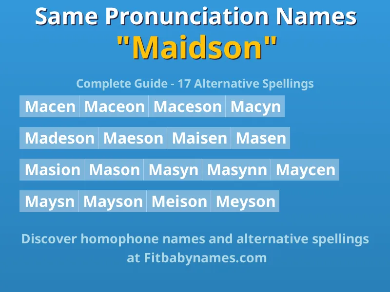 Infographic: Maidson same pronunciation names, similar names, and homophone names