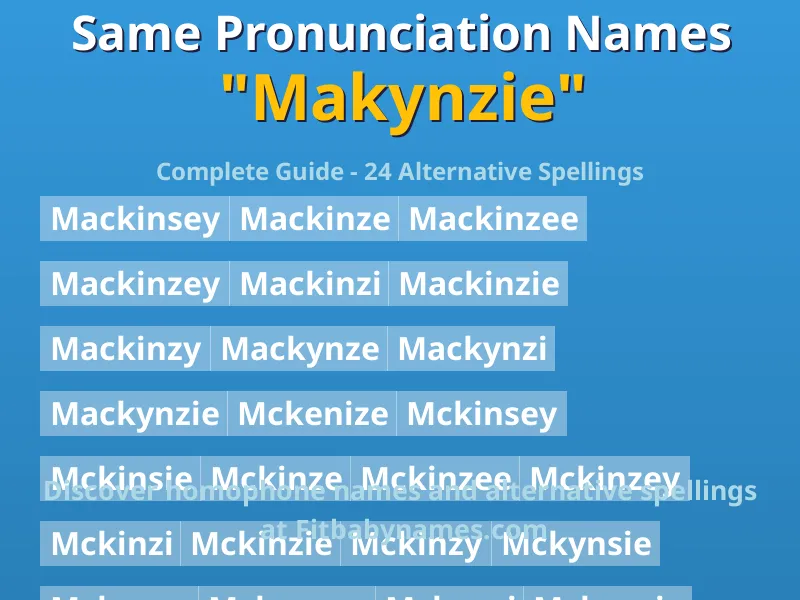 Infographic: Makynzie same pronunciation names, similar names, and homophone names