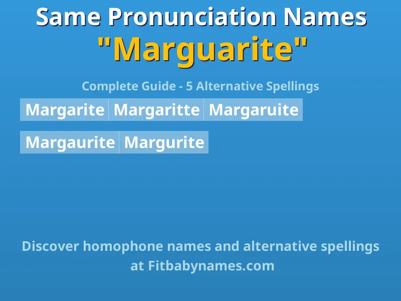 Infographic: Marguarite same pronunciation names, similar names, and homophone names