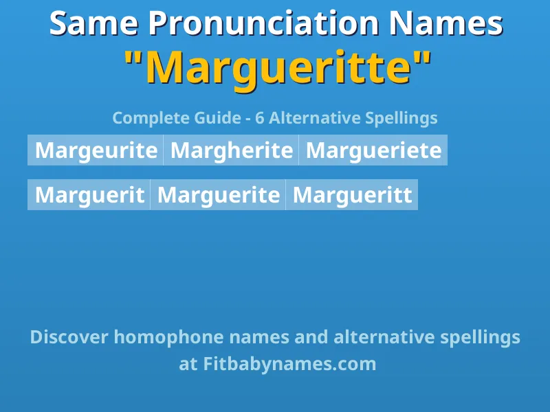 Infographic: Margueritte same pronunciation names, similar names, and homophone names