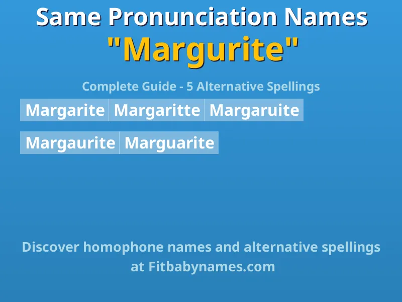 Infographic: Margurite same pronunciation names, similar names, and homophone names