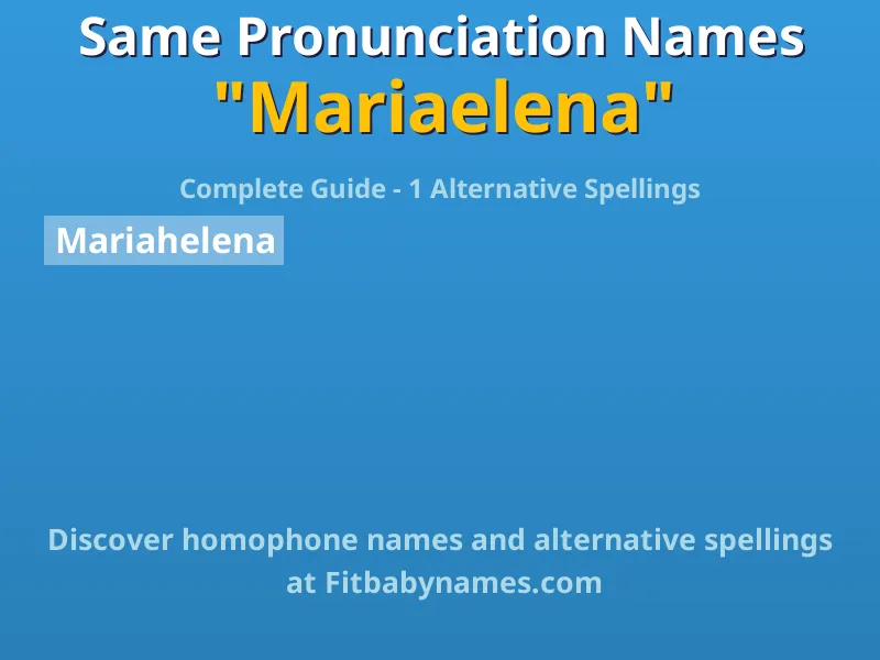 Infographic: Mariaelena same pronunciation names, similar names, and homophone names