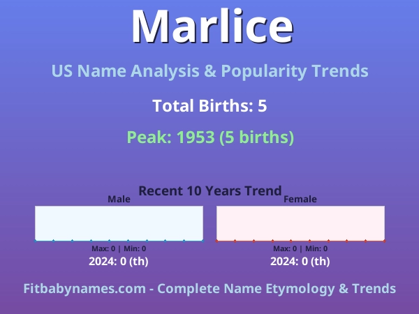 Infographic: Marlice name meaning, origin, and popularity trends in the United States (US baby name analysis chart)