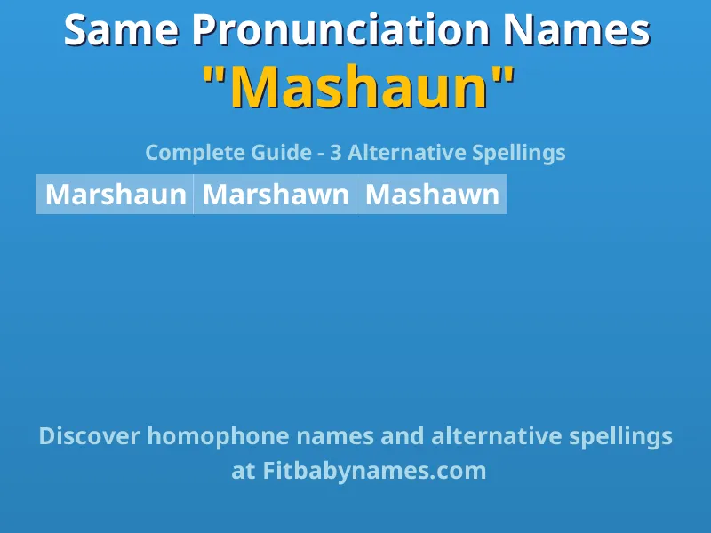 Infographic: Mashaun same pronunciation names, similar names, and homophone names