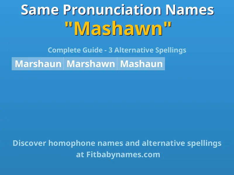 Infographic: Mashawn same pronunciation names, similar names, and homophone names