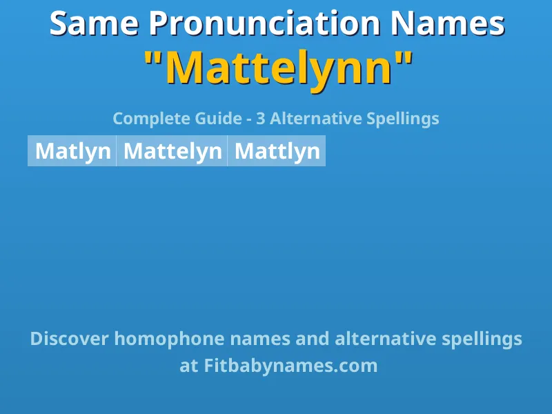 Infographic: Mattelynn same pronunciation names, similar names, and homophone names