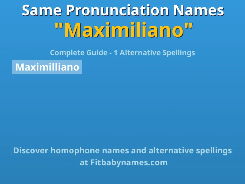 Infographic: Maximiliano same pronunciation names, similar names, and homophone names