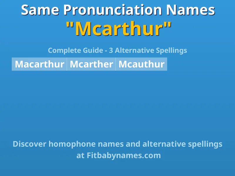 Infographic: Mcarthur same pronunciation names, similar names, and homophone names