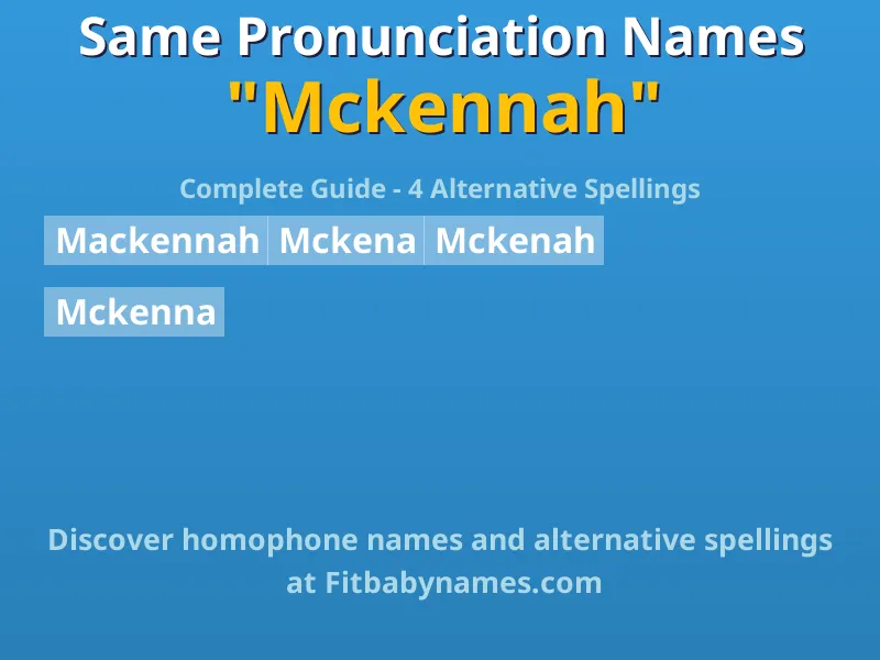Infographic: Mckennah same pronunciation names, similar names, and homophone names