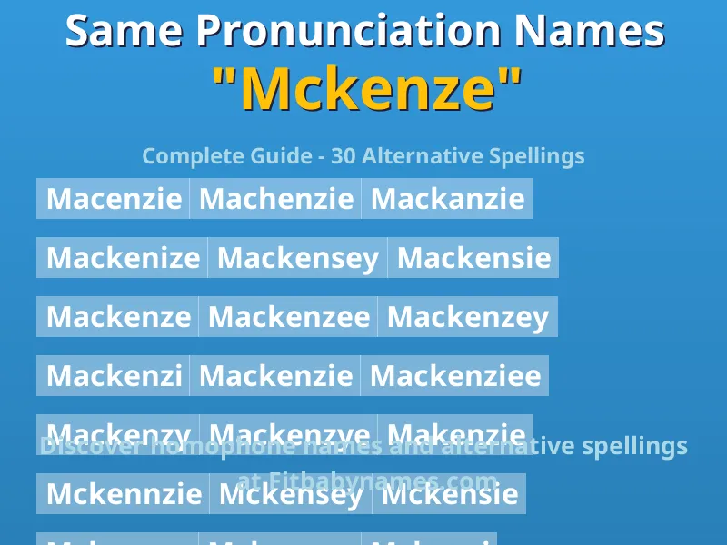 Infographic: Mckenze same pronunciation names, similar names, and homophone names