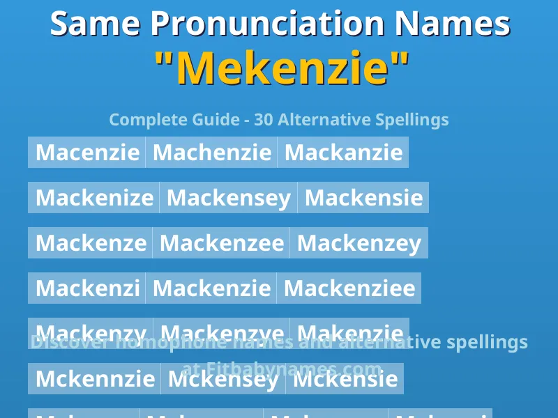 Infographic: Mekenzie same pronunciation names, similar names, and homophone names