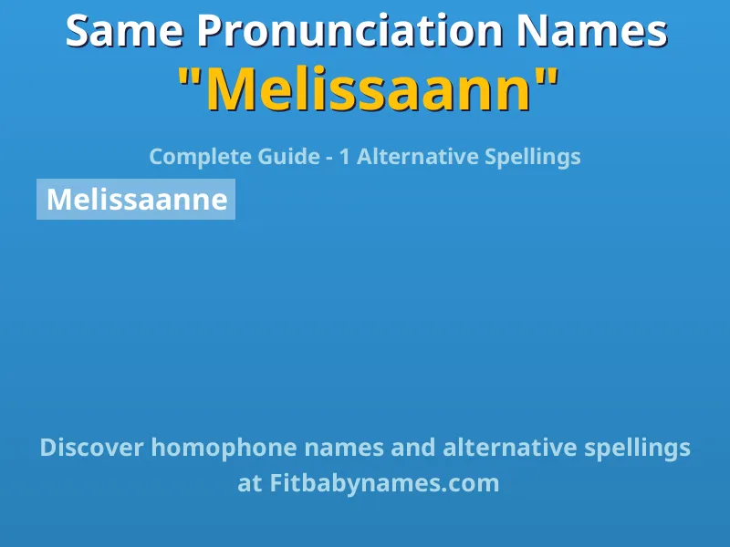 Infographic: Melissaann same pronunciation names, similar names, and homophone names