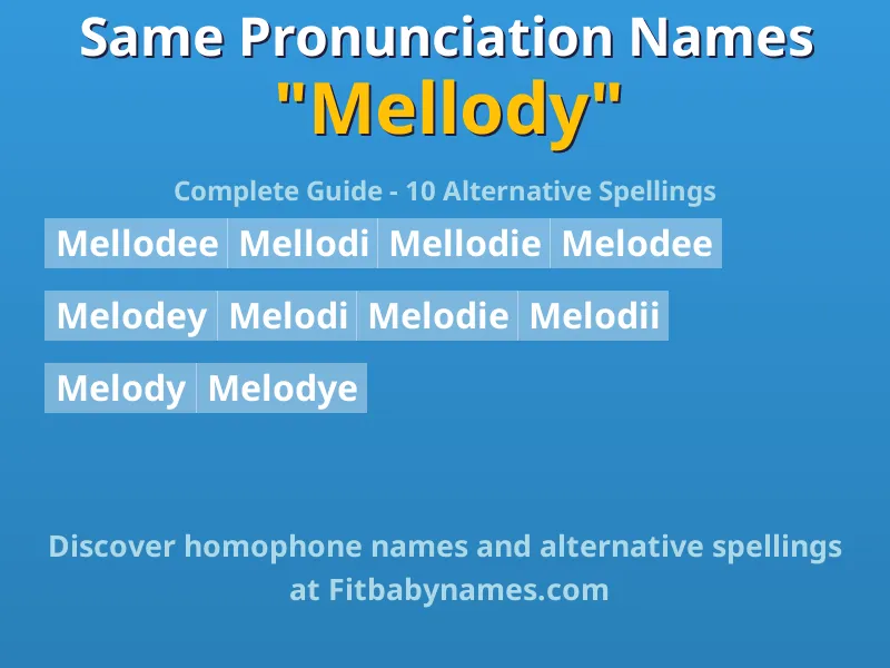 Infographic: Mellody same pronunciation names, similar names, and homophone names