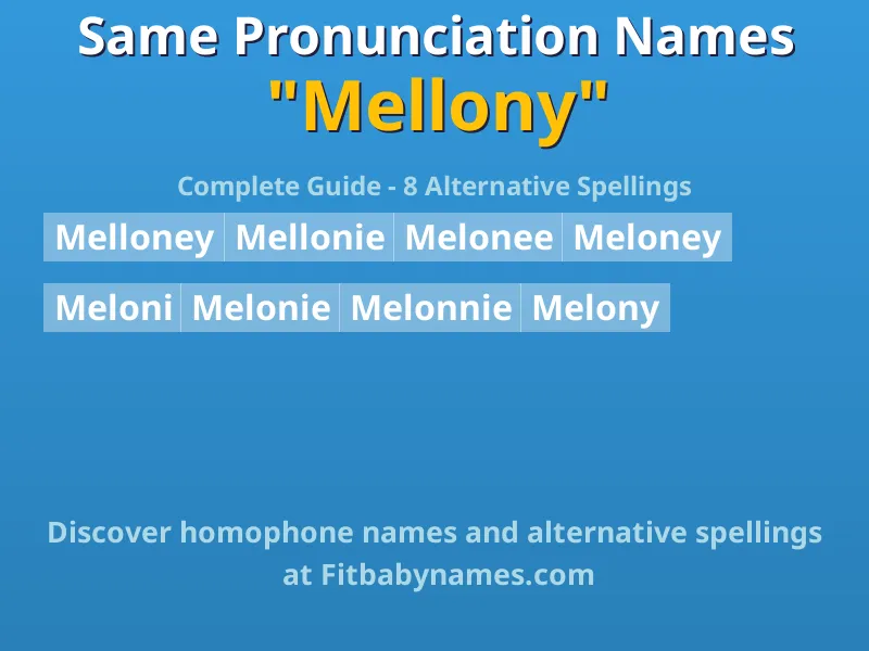 Infographic: Mellony same pronunciation names, similar names, and homophone names